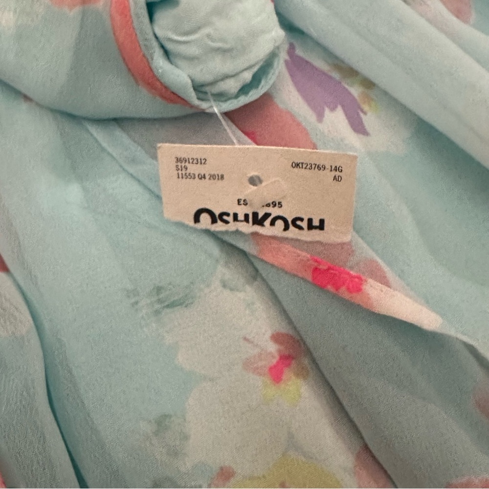 Oshkosh B'gosh Toddler Girls Floral Dress Size 14 NEW Ruffle - Picture 4 of 6